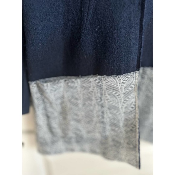 Angel Of The North Navy Blue Leaf Lace Wool Jacket Sz. Small - Picture 3 of 7
